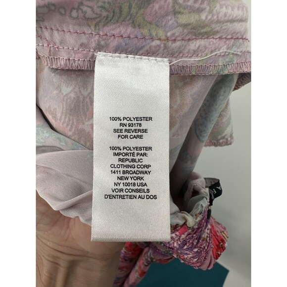 Tahari Navy Pink Floral Polyester Palazzo Pants Pull On Artsy - Size M - Picture 8 of 14